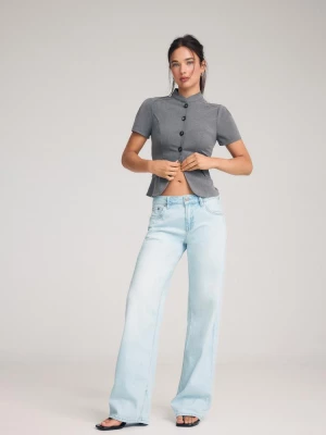 Obrázek produktu Stradivarius Džíny D91 S Low Waist Střihem A Širokými Nohavicemi Modrý Denim