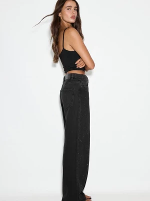 Obrázek produktu Stradivarius Džíny Straight Fit Se Třpytkami Tmavě Šedá
