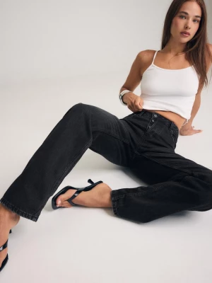 Obrázek produktu Stradivarius Džíny Straight Slim Fit Opraná Černá