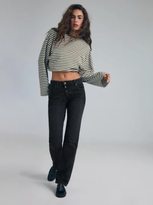 Obrázek produktu Stradivarius Džíny Slim Straight Fit Opraná Černá