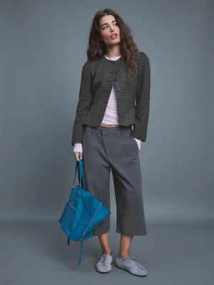 Obrázek produktu Stradivarius Flaušové Sako S Peplum Tmavě Šedá