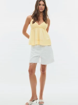 Obrázek produktu Stradivarius Háčkovaný Top Na Ramínka Pastel Yellow