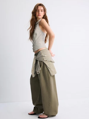 Obrázek produktu Stradivarius Kalhoty Barrel S Páskem Khaki