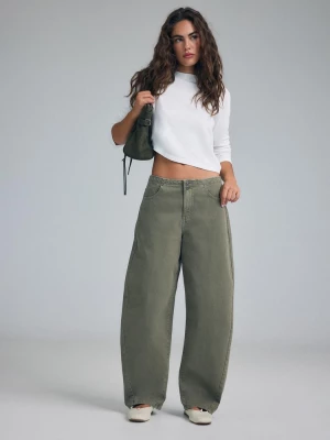 Obrázek produktu Stradivarius Kalhoty Barrel Fit S Regulací Khaki