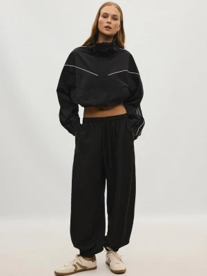 Obrázek produktu Stradivarius Kalhoty Nízkým Sedem Lněným Efektem Black