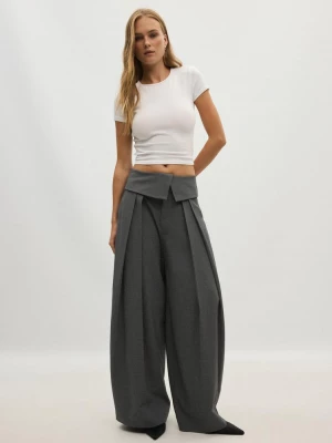 Obrázek produktu Stradivarius Kalhoty Wide Leg Se Zahnutým Pasem Dark Grey