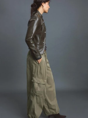 Obrázek produktu Stradivarius Kalhoty Z Popelín Se Zarážkami Khaki