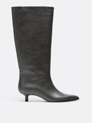 Obrázek produktu Stradivarius Kozačky S Tenkým Podpatkem V Imitaci Kůže Šedá