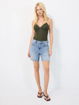 Obrázek produktu Stradivarius Krajkové Body Na Ramínka Olive Green