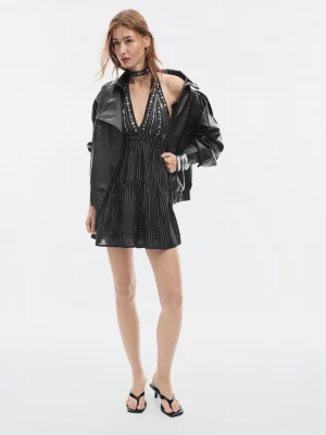 Obrázek produktu Stradivarius Krátké Korálkové Šaty S Halter Výstřihem Black