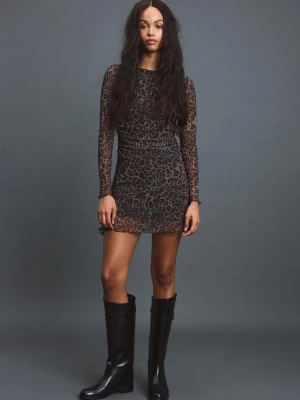 Obrázek produktu Stradivarius Krátké Tylové Šaty S Potiskem Mid Beige