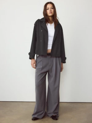 Obrázek produktu Stradivarius Krátký Splývavý Trenčkot S Páskem Black