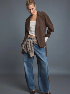 Obrázek produktu Stradivarius Krátký Splývavý Trenčkot Páskem Brown