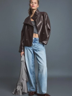 Obrázek produktu Stradivarius Krátký Trenčkot Z Imitace Kůže Dark Grey