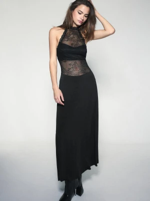 Obrázek produktu Stradivarius Midi Šaty Halter S Krajkou Černá