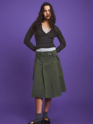 Obrázek produktu Stradivarius Midi Sukně Utility S Kapsami Khaki