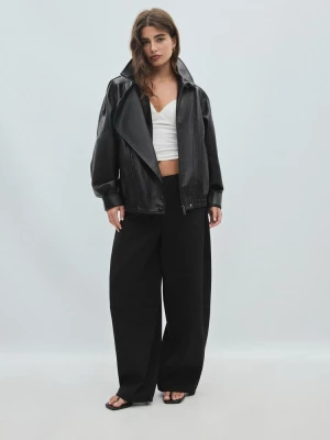 Obrázek produktu Stradivarius Oversize Biker Bunda Z Imitace Kůže Black