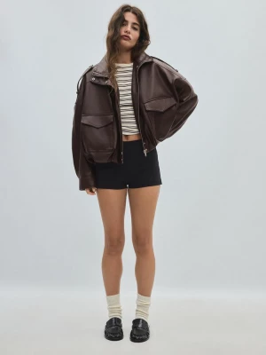 Obrázek produktu Stradivarius Oversize Bunda Z Imitace Kůže Brown