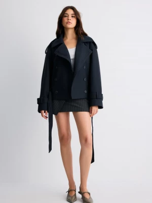 Obrázek produktu Stradivarius Trenčkot Oversize Jemný Na Dotek Dark Blue