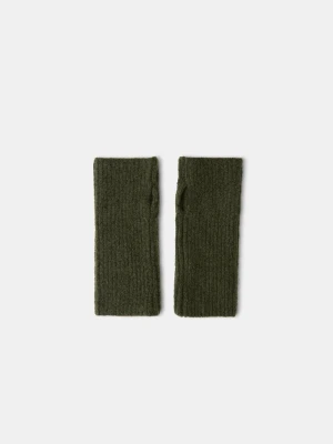 Obrázek produktu Stradivarius Pletené Rukavice Bez Prstů Khaki