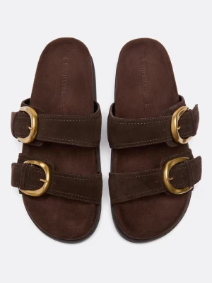 Obrázek produktu Stradivarius Ploché Kožené Sandály S Přezkami Hnědá