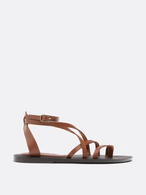 Obrázek produktu Stradivarius Ploché Kožené Sandály S Vázáním Hnědá