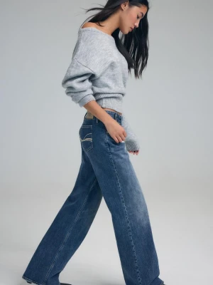 Obrázek produktu Stradivarius Rovné Džíny Low Waist S Kladívkovým Pasem Modrá Overdye