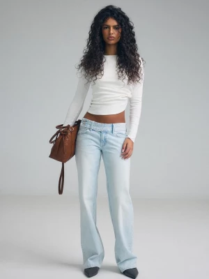 Obrázek produktu Stradivarius Rovné Džíny Low Waist S Kladívkovým Pasem Modrý Denim