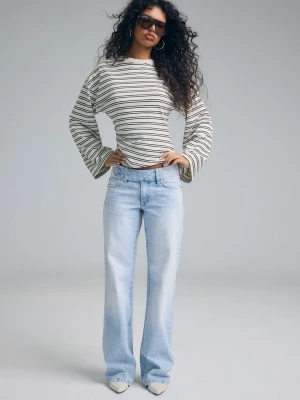 Obrázek produktu Stradivarius Rovné Džíny Low Waist S Kladívkovým Pasem Světle Modrá
