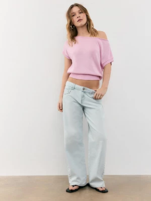 Obrázek produktu Stradivarius Rustikální Úpletový Top Lodičkovým Výstřihem Pastel Pink