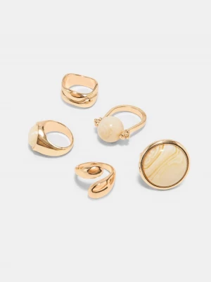 Obrázek produktu Stradivarius Sada 5 Prstenů S Korálky Gold