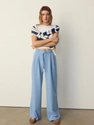 Obrázek produktu Stradivarius Široké Kalhoty S Detailem Přezky Sky Blue