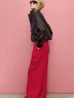 Obrázek produktu Stradivarius Široké Kalhoty S Detaily Přezky Dark Red