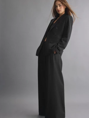 Obrázek produktu Stradivarius Společenské Wide Leg Kalhoty S Nastavitelnými Knoflíky Black