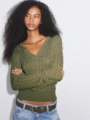 Obrázek produktu Stradivarius Svetr S Copánky A Kapucí Khaki