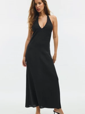 Obrázek produktu Stradivarius Texturované Midi Šaty S Halter Výstřihem Black