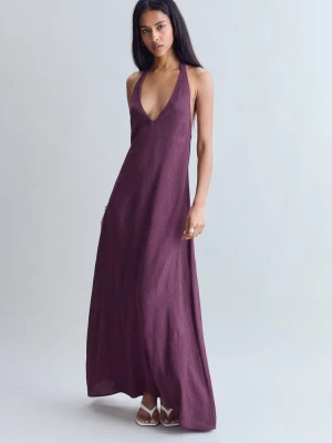 Obrázek produktu Stradivarius Texturované Midi Šaty S Halter Výstřihem Purple