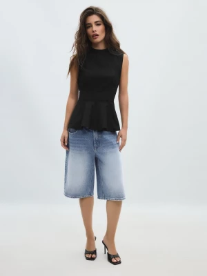Obrázek produktu Stradivarius Top Bez Rukávů S Peplum Detailem A Stojáčkem Black