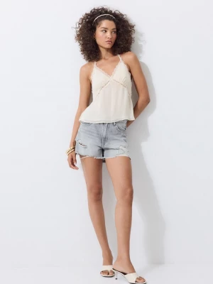 Obrázek produktu Stradivarius Top Halter S Krajkovým Detailem Ecru