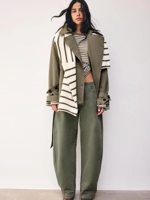 Obrázek produktu Stradivarius Trenčkot Vysokým Límcem Beige