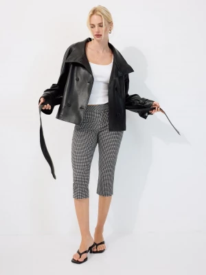 Obrázek produktu Stradivarius Trenčkot Z Imitace Kůže S Vysokým Límcem Black