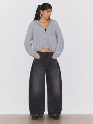 Obrázek produktu Stradivarius Úpletový Kardigan Na Zip S Kapucí Grey Melange