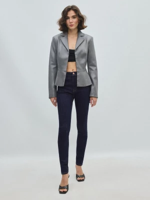 Obrázek produktu Stradivarius Vypasované Sako Z Imitace Kůže S Peplum Detailem Dark Grey