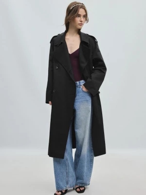 Obrázek produktu Stradivarius Základní Dlouhý Trenčkot Black