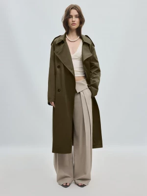 Obrázek produktu Stradivarius Základní Dlouhý Trenčkot Khaki