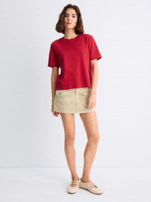 Obrázek produktu Stradivarius Základní Tričko Regular Fit S Vyšší Gramáží Dark Red