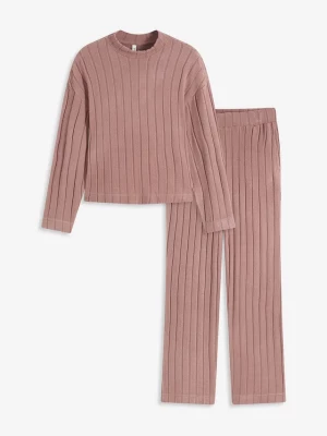 Obrázek produktu Strój domowy oversize z miękkiego prążkowanego materiału BonPrix brązowy