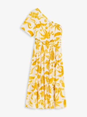 Obrázek produktu Sukienka one-shoulder ze strukturalnej wiskozy z nadrukiem BonPrix biały