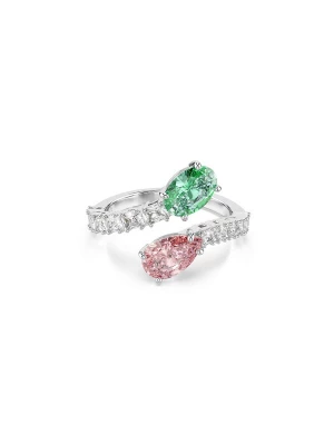 Obrázek produktu Swarovski Prsten zelená / růžová / stříbrná