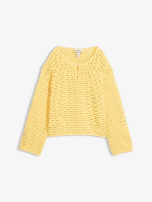 Obrázek produktu Sweter ażurowy oversize, o kroju pudełkowym BonPrix żółty